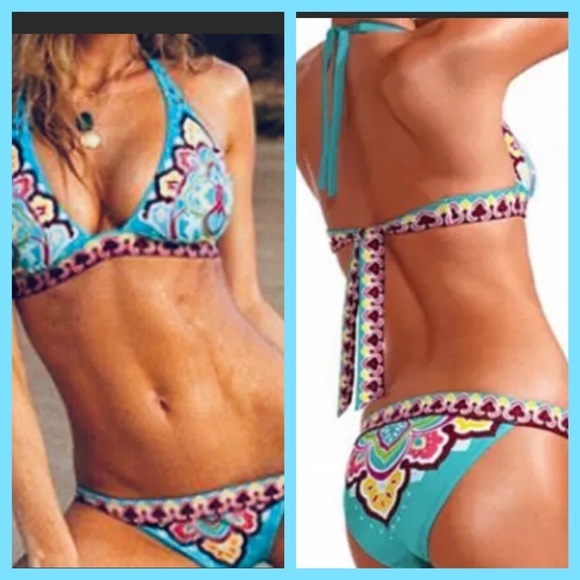 👙”ITSY BITTY” BLUE MULTI CHEEKY BIKINI-NEW‎ - Picture 3 of 7